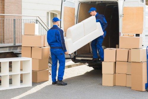 Professional moving vehicle in a busy London area