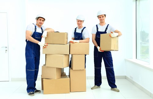 Packed student boxes ready for collection from shared accommodation
