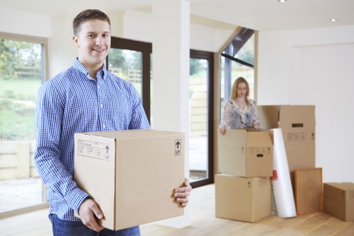 Careful wrapping of fragile household items before transport