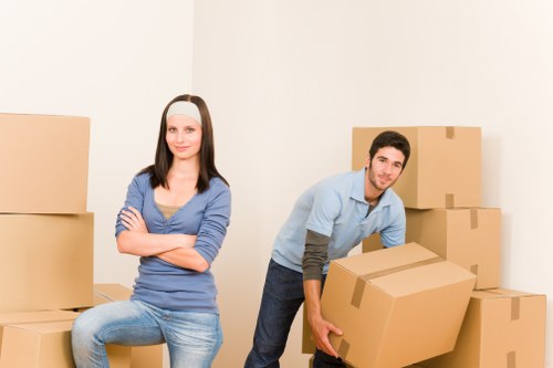 Packed boxes and furniture prepared for a local house move