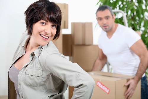 Packed boxes and furniture prepared for a local move in Elephant and Castle