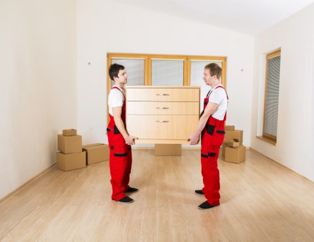Packed household boxes and furniture ready for residential removals in Elephant and Castle