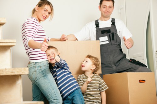 Organised moving boxes in a residential building near Elephant and Castle
